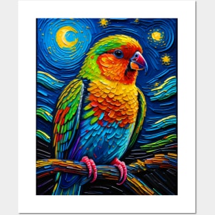 Lovebird in starry night Posters and Art